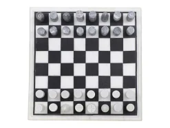 Jogo De Tabuleiro, Tabuleiro De Xadrez, Marmore Preto E Branco C30,5 X A2,54 X L30,5 Cm - Chessy