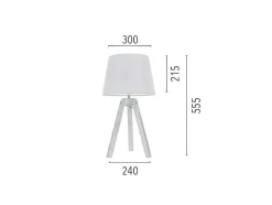 Lampada De Mesa Tripod, Carvalho, Cinzento, Castanho, 30X30X55,5 Cm, Epikasa