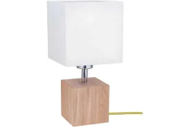 Lampada De Mesa Trongo, Carvalho, Amarelo, Branco, 15X15X31 Cm, Epikasa