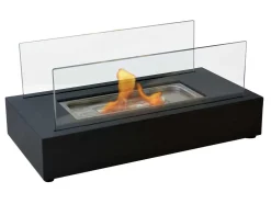 Lareira De Mesa A Etanol Com Dois Lustres De Vidro Temperado