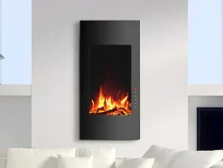 Lareira Elétrica Curva Vulcano - C41 X L13 X A81 Cm - Preta