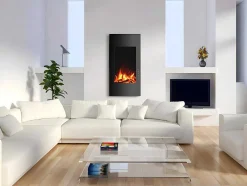 Lareira Elétrica Curva Vulcano - C41 X L13 X A81 Cm - Preta