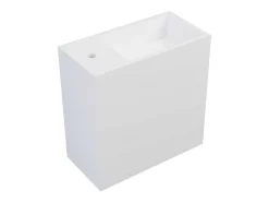 Lavatório Suspenso Branco Solid Surface Com Nicho, Torneira A Esquerda 40 Cm - Pumori