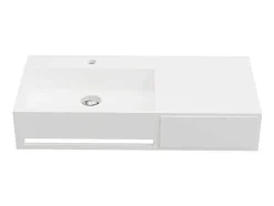 Lavatório Suspenso Em Solid Surface Com Toalheiro Cor Branco De C90 X L40 X A17 Cm - Gandaki