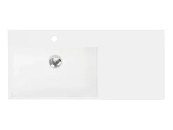 Lavatório Suspenso Em Solid Surface Com Toalheiro Cor Branco De C90 X L40 X A17 Cm - Gandaki