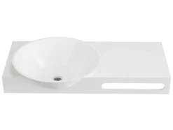 Lavatório Suspenso Em Solid Surface Com Toalheiro Cor Branco De C100 X L54 X A20 Cm - Yumiko