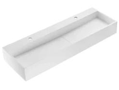 Lavatório Suspenso Em Solid Surface Cor Branco De C120 X L40 X A15 Cm - Yamdrok