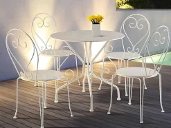 Lote De 4 Cadeiras De Jardim Em Metal Estilo Ferro Forjado - Branco - Guermantes