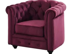 Lote De 2 Cadeiroes Chesterfield - Veludo Roxo