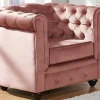 Lote De 2 Cadeiroes Chesterfield - Veludo Rosa Pastel