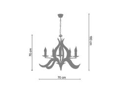 Lustre Tosel Palm Lampada Decorativa Braco Branco D70 X H100 Cm