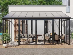 Marquise Em Aluminio E Policarbonato Com Protecao Uv 15,8 M Antracite - Mathilda