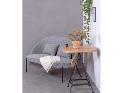 Mesa Alta Industrial Em Madeira De Faia E Aco Lacado (60X60Cm) - Amadeus - Faia Natural