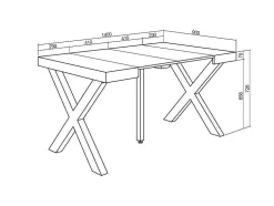 Mesa Consola Extensivel, 140, Para 6 Péssoas, Pés De Madeira, Carvahlo E Preto