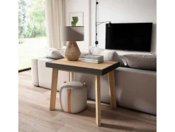 Mesa Consola Extensivel, 160, Para 8 Péssoas, Pés De Madeira, Carvahlo E Preto