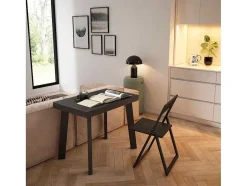 Mesa Consola Extensivel, 300, Para 14 Péssoas, Pés De Madeira, Preto E Carvahlo