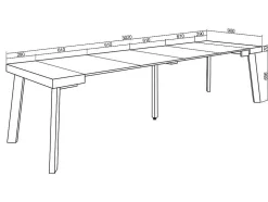 Mesa Consola Extensivel, 300, Para 14 Péssoas, Pés De Madeira, Preto E Carvahlo