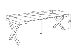 Mesa Consola Extensivel, 260, Para 12 Péssoas, Pés De Madeira, Carvahlo E Preto