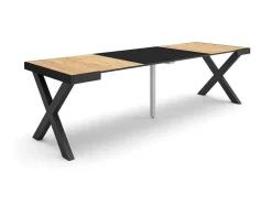 Mesa Consola Extensivel, 260, Para 12 Péssoas, Pés De Madeira, Carvahlo E Preto