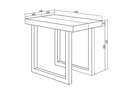 Mesa Consola Extensivel, 260, Para 12 Péssoas, Pés De Madeira, Branco E Cinzento