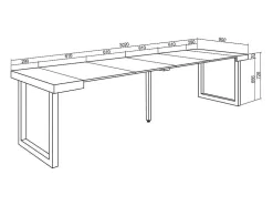 Mesa Consola Extensivel, 300, Para 14 Péssoas, Pés De Madeira, Branco