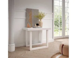 Mesa Consola Extensivel, 300, Para 14 Péssoas, Pés De Madeira, Branco
