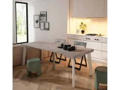 Mesa Consola Extensivel, 220, Para 10 Péssoas, Pés De Madeira, Cimento