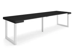Mesa Consola Extensivel, 300, Para 14 Péssoas, Pés De Madeira, Preto