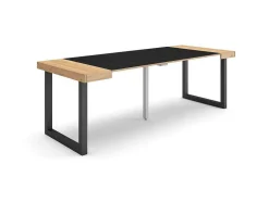 Mesa Consola Extensivel, 220, Para 10 Péssoas, Pés De Madeira, Carvahlo E Preto