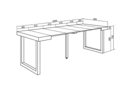Mesa Consola Extensivel, 220, Para 10 Péssoas, Pés De Madeira, Carvahlo E Preto
