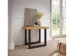 Mesa Consola Extensivel, 220, Para 10 Péssoas, Pés De Madeira, Carvahlo E Preto