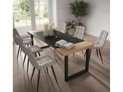 Mesa Consola Extensivel, 220, Para 10 Péssoas, Pés De Madeira, Carvahlo E Preto
