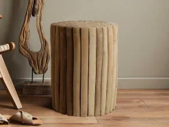 Mesa De Apoio Em Teca Cor Natural - Lutiana