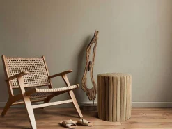 Mesa De Apoio Em Teca Cor Natural - Lutiana