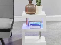 Mesa De Apoio Lylia - Mdf Lacado A Branco - Com Leds - Branco