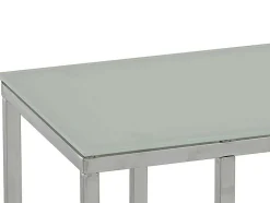 Mesa De Apoio Nelio - Vidro Temperado - Branco & Metal Cromado