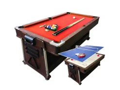 Mesa De Bilhar 7 Pés Multijogo Vermelho Air Hockey + Ping Pong - Stark
