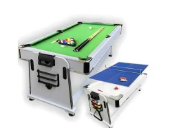 Mesa De Bilhar 7 Pés Multijogo Verde Air Hockey + Ping Pong - Stark White