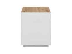 Mesa De Cabeceira Com 1 Gaveta E 1 Nicho Em Mdf Lacado A Branco E Cor Carvalho - Amani