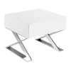 Mesa De Cabeceira Com Gaveta Em Mdf Lacada A Branco Brilhante Sobre Pés Em Aco Inoxidavel 7007