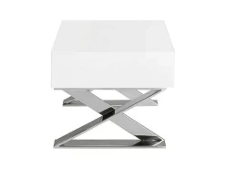 Mesa De Cabeceira Com Gaveta Em Mdf Lacada A Branco Brilhante Sobre Pés Em Aco Inoxidavel 7007