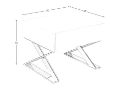 Mesa De Cabeceira Com Gaveta Em Mdf Lacada A Branco Brilhante Sobre Pés Em Aco Inoxidavel 7007