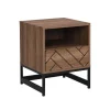 Mesa De Cabeceira Com 1 Gaveta E 1 Nicho Em Mdf E Aco Cor Natural E Preto - Caratana
