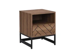 Mesa De Cabeceira Com 1 Gaveta E 1 Nicho Em Mdf E Aco Cor Natural E Preto - Caratana