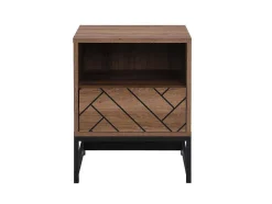 Mesa De Cabeceira Com 1 Gaveta E 1 Nicho Em Mdf E Aco Cor Natural E Preto - Caratana
