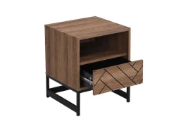 Mesa De Cabeceira Com 1 Gaveta E 1 Nicho Em Mdf E Aco Cor Natural E Preto - Caratana