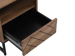 Mesa De Cabeceira Com 1 Gaveta E 1 Nicho Em Mdf E Aco Cor Natural E Preto - Caratana