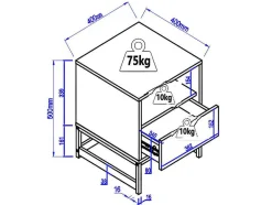 Mesa De Cabeceira Com 1 Gaveta E 1 Nicho Em Mdf E Aco Cor Natural E Preto - Caratana