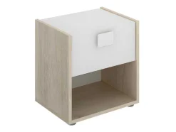 Mesa De Cabeceira Com 1 Gaveta E 1 Nicho Disponivel Em Carvalho E Branco - Sonia