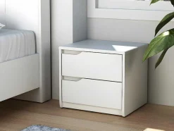 Mesa De Cabeceira Com 2 Gavetas Em Mdf Cor Branco - Lucile Ii